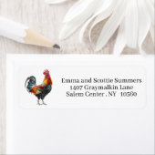 Étiquette Adresse de retour de l'aquarelle de coq de croisiè (En situation)