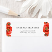 Étiquette Adresse de retour de l'aquarelle de pavois rouges (En situation)