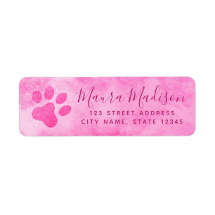 Étiquette Adresse de retour de l'aquarelle rose empreinte de