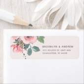 Étiquette Adresse de retour de l'aquarelle rose pâle (En situation)