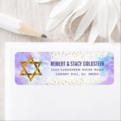 Étiquette Adresse de retour de l'aquarelle violet d'or bat m (En situation)