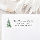 Étiquette Adresse de retour de l'arbre de pin d'aquarelle si (En situation)