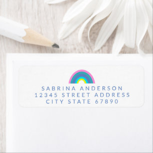 Étiquette Adresse de retour de l'arc-en-ciel géométrique mig