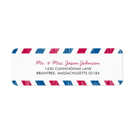 Étiquette Adresse de retour de l'avion rouge et bleu (Devant)