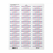 Étiquette Adresse de retour de l'avion rouge et bleu (Feuille entière)