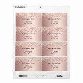 Étiquette Adresse de retour de l'entreprise en or rose (Feuille entière)