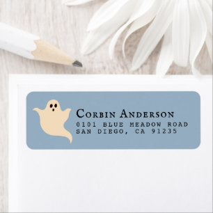 Étiquette Adresse de retour de l'Halloween Ghost Blue