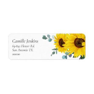 Étiquette Adresse de retour de l'invitation de tournesol