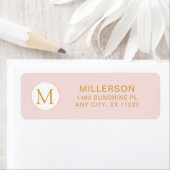 Étiquette Adresse de retour de l'or rose vif Monogram (En situation)