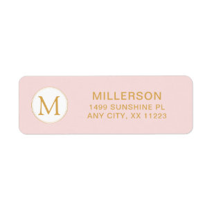 Étiquette Adresse de retour de l'or rose vif Monogram