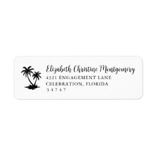 Étiquette Adresse de retour de maison au palmier tropical