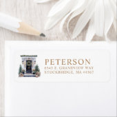 Étiquette Adresse de retour de maison de Noël festive (En situation)