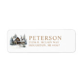 Étiquette Adresse de retour de maison de Noël festive (Devant)