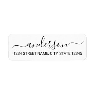 Étiquette Adresse de retour de manuscrit noir et blanc