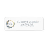 Étiquette Adresse de retour de mariage à monogramme floral b (Devant)