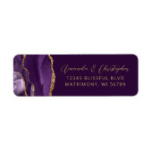 Étiquette Adresse de retour de mariage Agate Violet Prune (Devant)