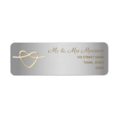 Étiquette Adresse de retour de mariage argent et or (Devant)