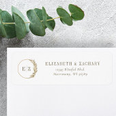 Étiquette Adresse de retour de mariage au monogramme avec he