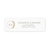 Étiquette Adresse de retour de mariage au monogramme avec he (Devant)