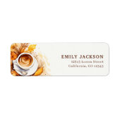 Étiquette Adresse de retour de mariage automnal noir orange (Devant)