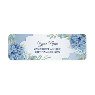 Étiquette Adresse de retour de mariage aux fleurs bleues et