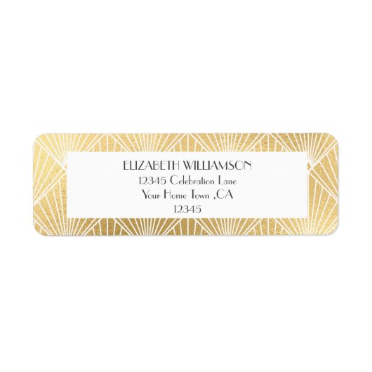 Étiquette Adresse de retour de mariage Blanc & Or Déco (Devant)