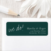 Étiquette Adresse de Retour de Mariage Calligraphiée Vert Ch (En situation)