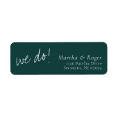 Étiquette Adresse de Retour de Mariage Calligraphiée Vert Ch (Devant)