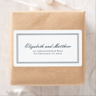 Étiquette Adresse de retour de mariage classique et simple e
