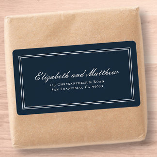 Étiquette Adresse de retour de mariage classique et simple e