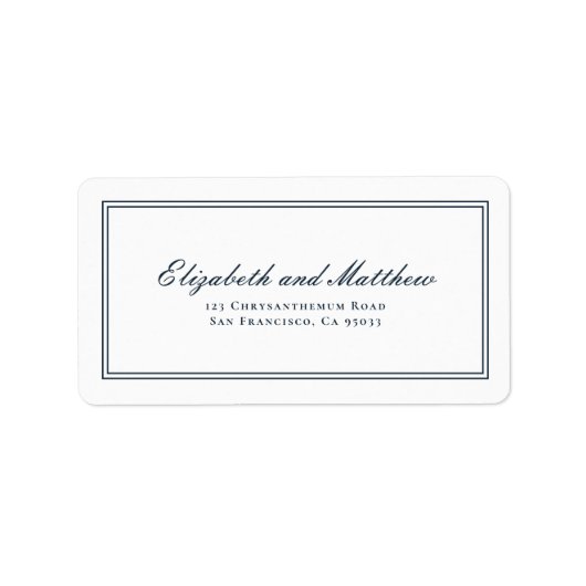 Étiquette Adresse de retour de mariage classique et simple e (Devant)