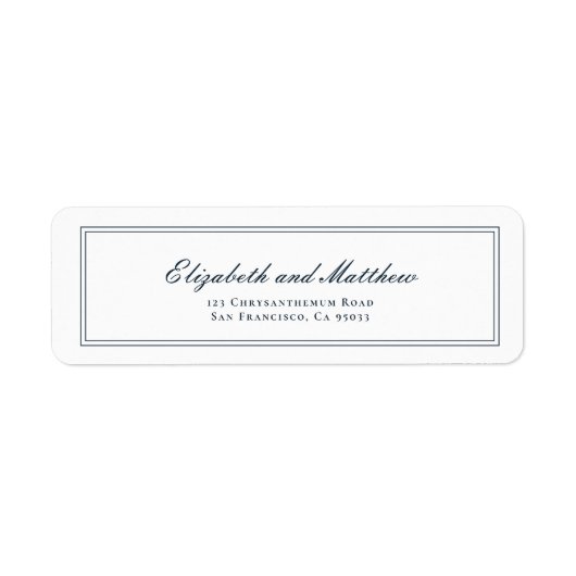 Étiquette Adresse de retour de mariage classique et simple e (Devant)