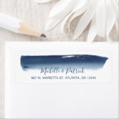 Étiquette Adresse de retour de mariage Creative Navy Brushst (En situation)