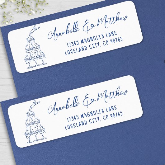 Étiquette Adresse de Retour de Mariage Dessinée à la Main en
