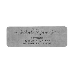 Étiquette Adresse de retour de mariage Élégant Gris Uni Par