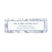 Étiquette Adresse de Retour de Mariage Élégante au Pervenche (Devant)