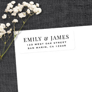 Étiquette Adresse de Retour de Mariage Élégante Vintage Blan