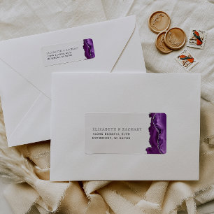 Étiquette Adresse de retour de mariage en Agate Argent Viole