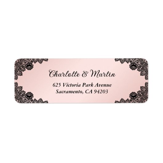 Étiquette Adresse de retour de mariage en dentelle florale n (Devant)