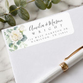 Étiquette Adresse de Retour de Mariage Eucalyptus Rose Blanc