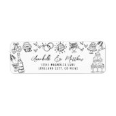 Étiquette Adresse de Retour de Mariage Fantaisiste Dessinée  (Devant)