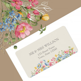 Étiquette Adresse de Retour de Mariage Fleur Sauvage Boho