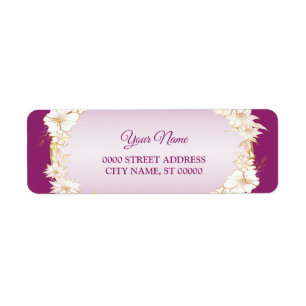 Étiquette Adresse de retour de mariage floral blanc doré ros