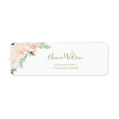 Étiquette Adresse de retour de mariage floral rose (Devant)