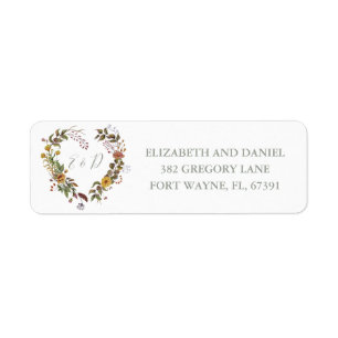 Étiquette Adresse de retour de mariage Floral Rustique Vert 