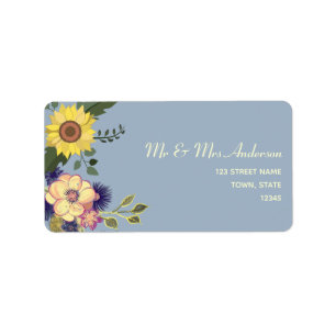 Étiquette Adresse de retour de mariage florale aquarelle