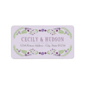 Étiquette Adresse de Retour de Mariage Florale Violette Rust (Devant)