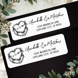 Étiquette Adresse de Retour de Mariage Gâteau Vintage Dessin