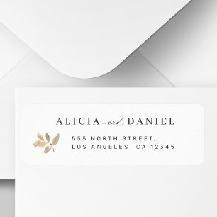 Étiquette Adresse de retour de mariage minimaliste feuille d