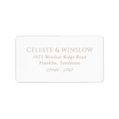Étiquette Adresse de Retour de Mariage Moderne Classique Or (Devant)